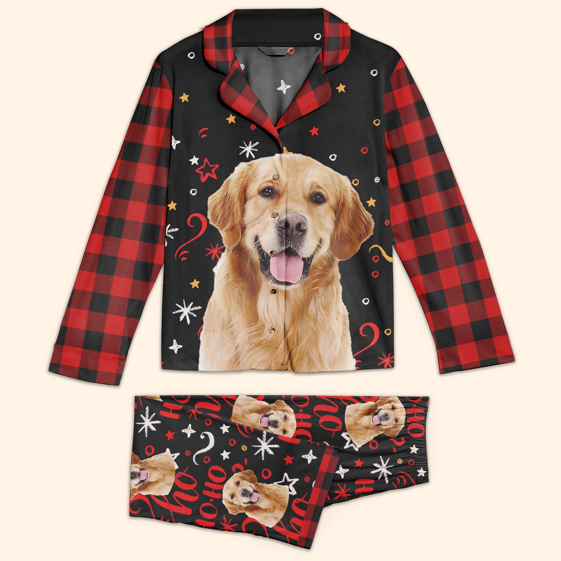 Christmas Pajamas - Personalized Women's Pajamas Set- Funny Birthday Gift For Wife, Mom, Dog Mom, Cat Mom, Pet Lovers - Plaid Pattern
