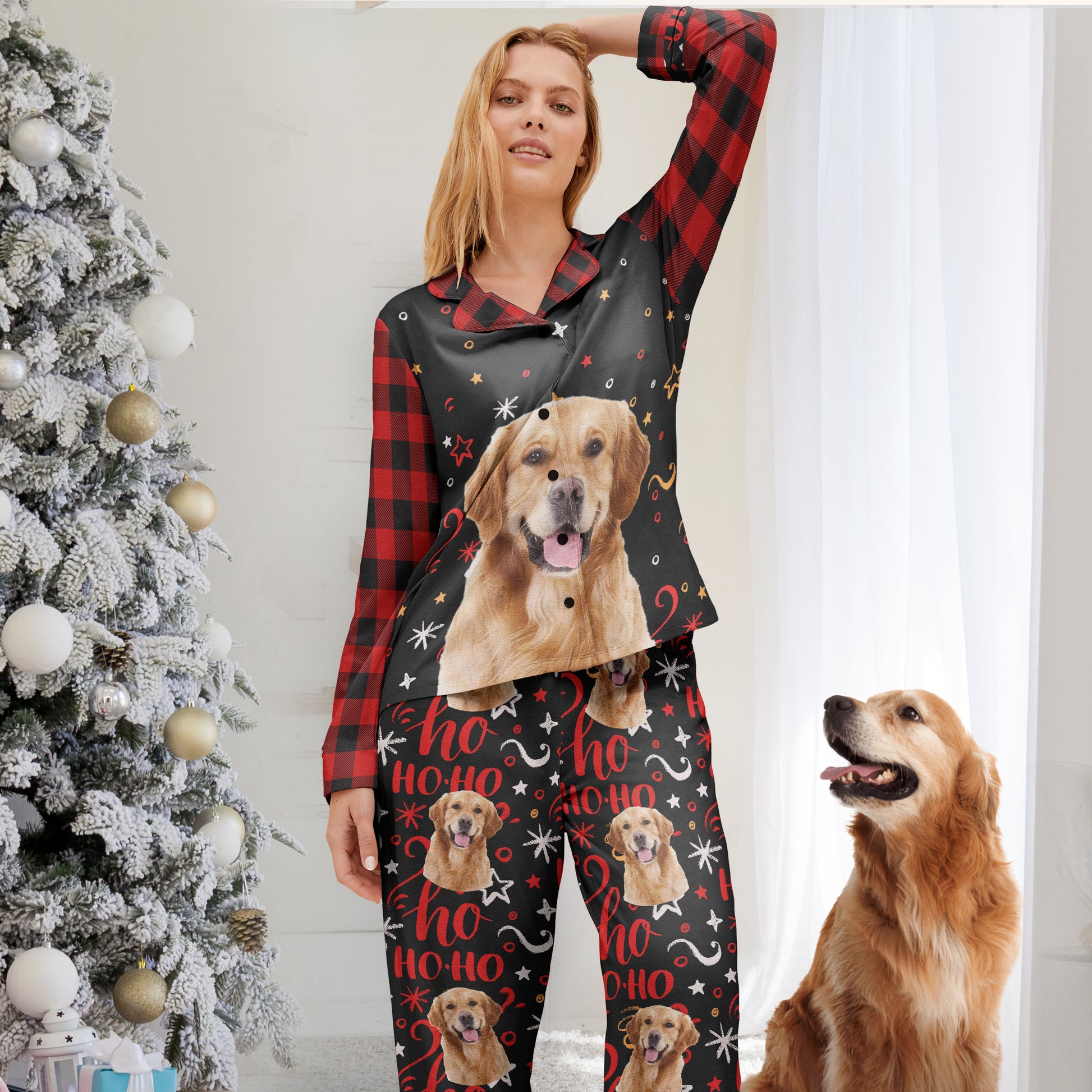 Monogrammed Flannel Matching Family Pajama Set - Christmas Cheer
