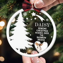 Christmas Pet Memorial - Personalized Photo Wood And Acrylic Ornament With Bow