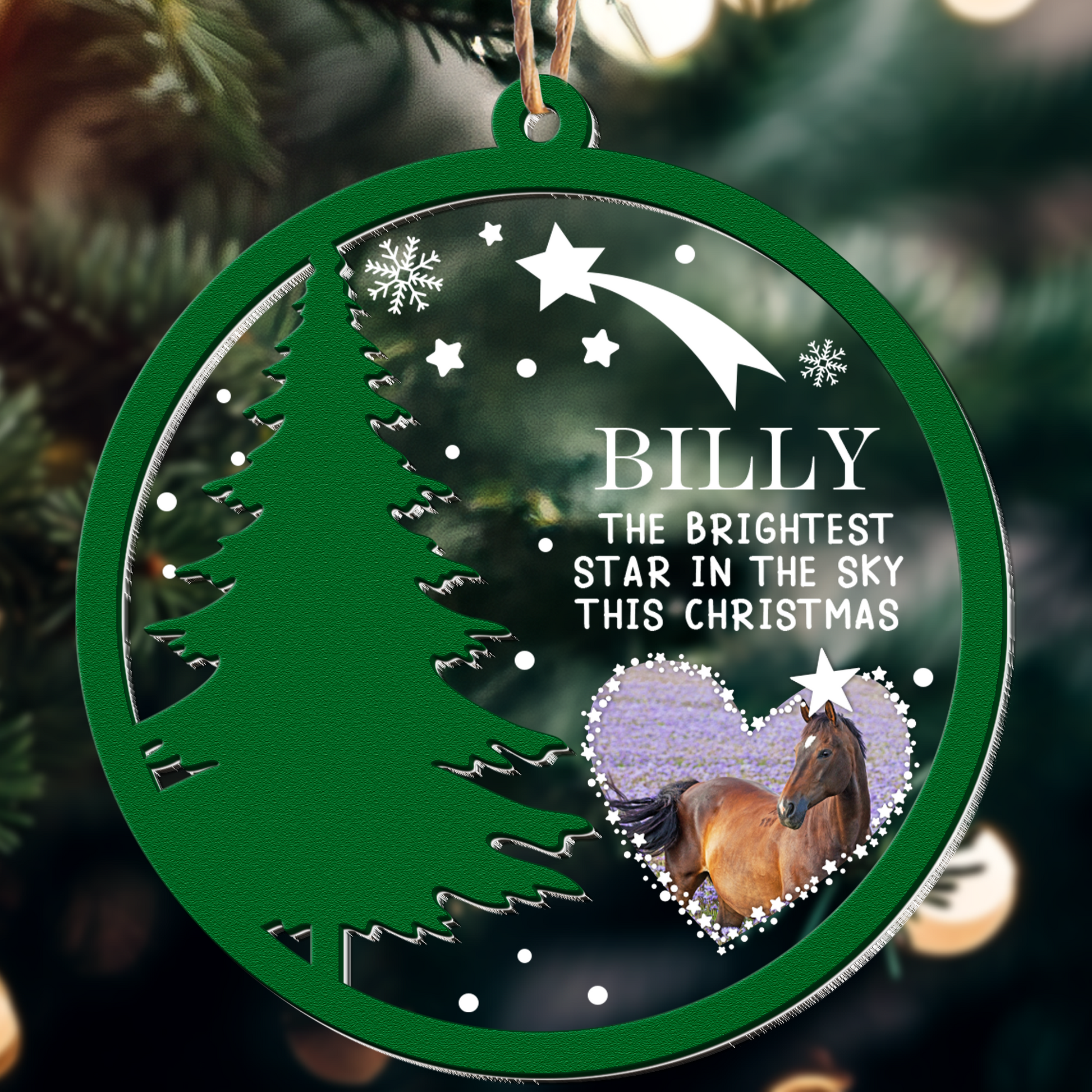 Christmas Pet Memorial - Personalized Photo Wood And Acrylic Ornament With Bow