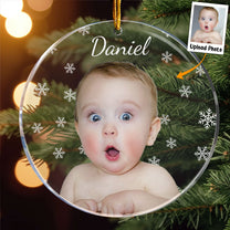 Christmas Photo - Personalized Babys Photo First Christmas Ornament