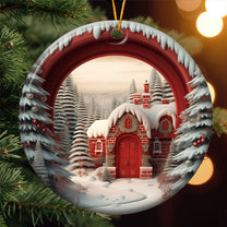 Christmas Snow 3D Look Non-Textured - Personalized Ceramic Ornament