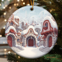 Christmas Snow 3D Look Non-Textured - Personalized Ceramic Ornament