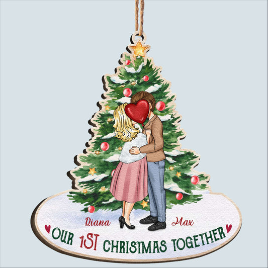 Christmas Together - Personalized Custom Shaped Wooden Ornament