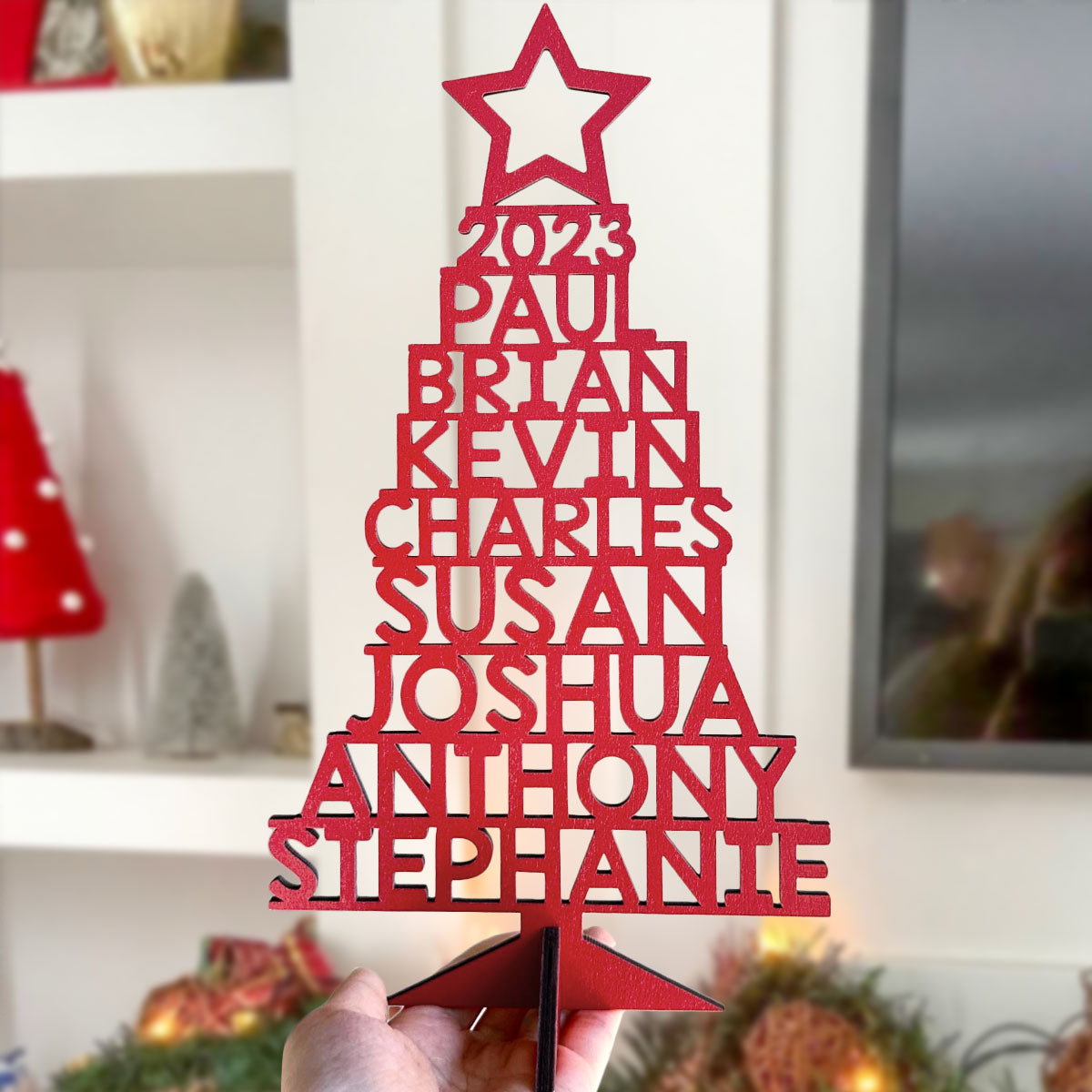 Christmas Decor Our Family - Personalized Wood Christmas Tree