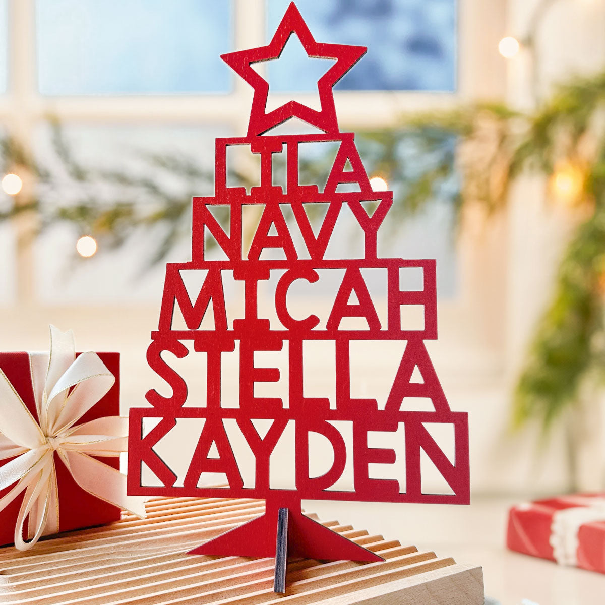 Christmas Decor Our Family - Personalized Wood Christmas Tree