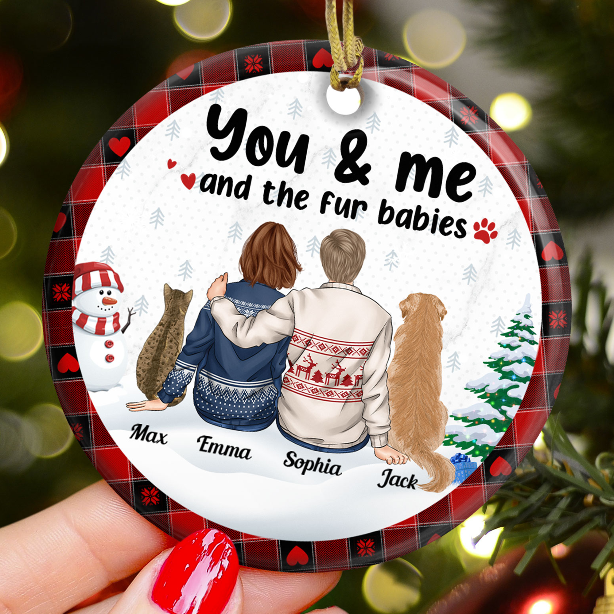 You And Me And Fur Babies - Personalized Ceramic Ornament