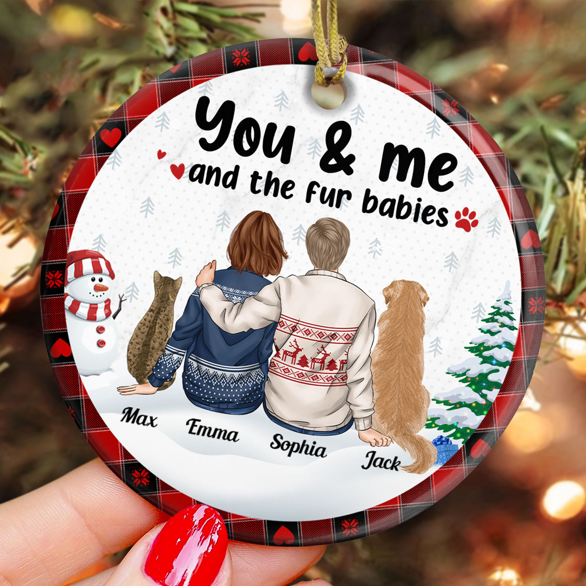 You And Me And Fur Babies - Personalized Ceramic Ornament