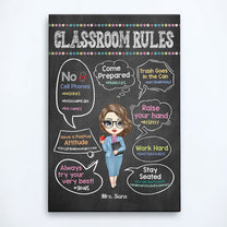 Classroom Rules Hashtag - Personalized Poster/Wrapped Canvas - Back To School Gift For Teachers, Besties - Gift From Students, Coworkers, Colleagues
