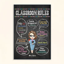 Classroom Rules Hashtag - Personalized Poster/Wrapped Canvas - Back To School Gift For Teachers, Besties - Gift From Students, Coworkers, Colleagues