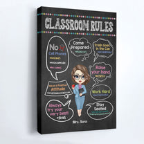 Classroom Rules Hashtag - Personalized Poster/Wrapped Canvas - Back To School Gift For Teachers, Besties - Gift From Students, Coworkers, Colleagues