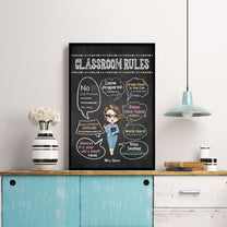 Classroom Rules Hashtag - Personalized Poster/Wrapped Canvas - Back To School Gift For Teachers, Besties - Gift From Students, Coworkers, Colleagues