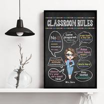 Classroom Rules Hashtag - Personalized Poster/Wrapped Canvas - Back To School Gift For Teachers, Besties - Gift From Students, Coworkers, Colleagues