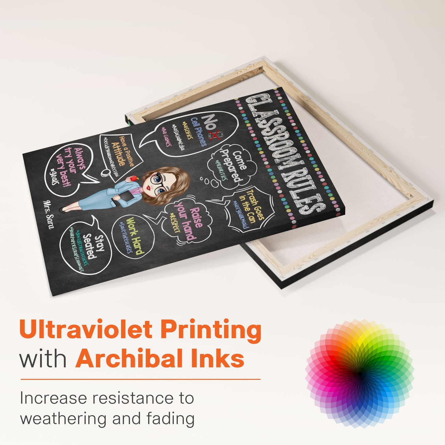 Classroom Rules Hashtag - Personalized Poster/Wrapped Canvas - Back To School Gift For Teachers, Besties - Gift From Students, Coworkers, Colleagues