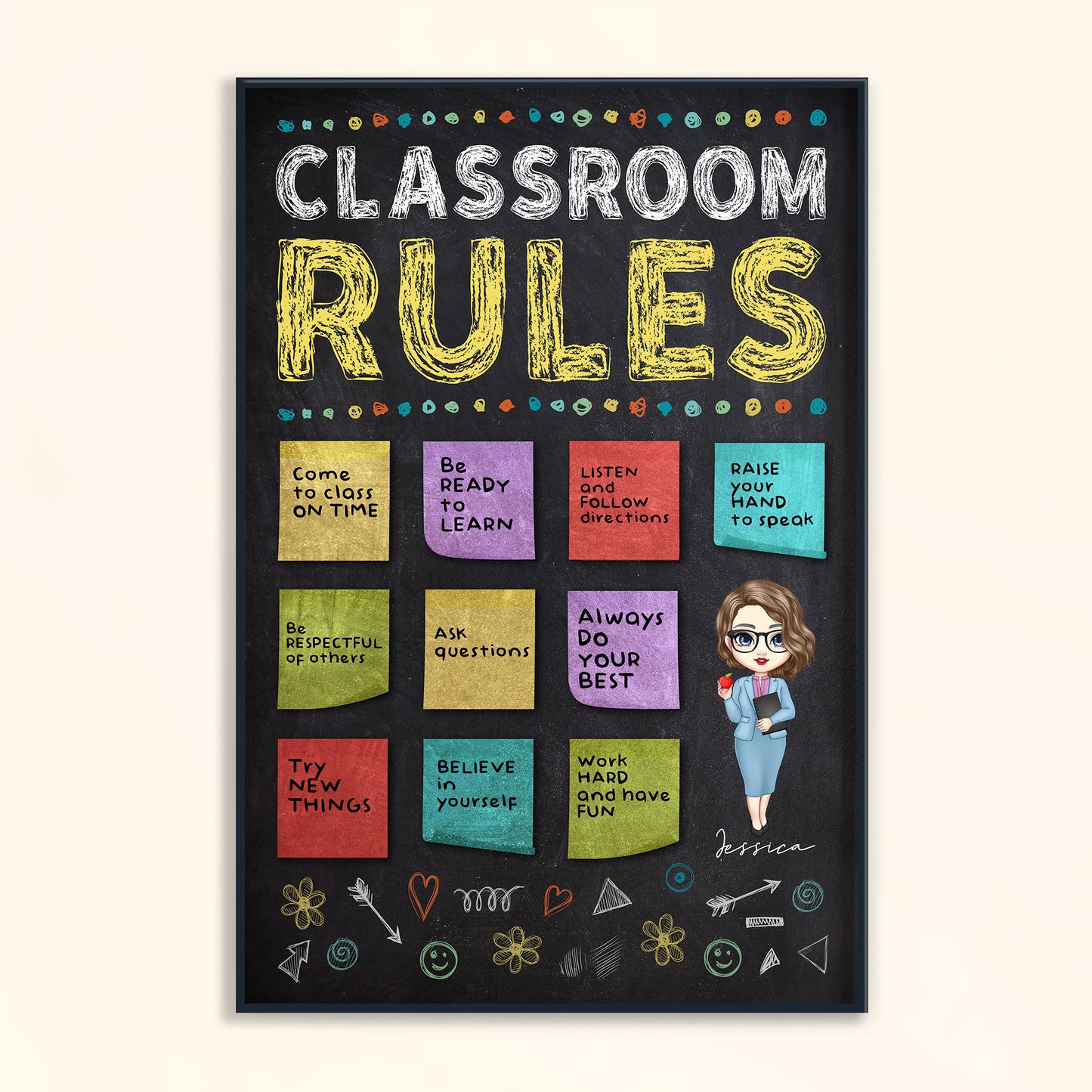 Classroom Rules Ver2 - Personalized Poster - Back To School Gift For Teachers, Friends