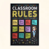 Classroom Rules Ver2 - Personalized Poster - Back To School Gift For Teachers, Friends