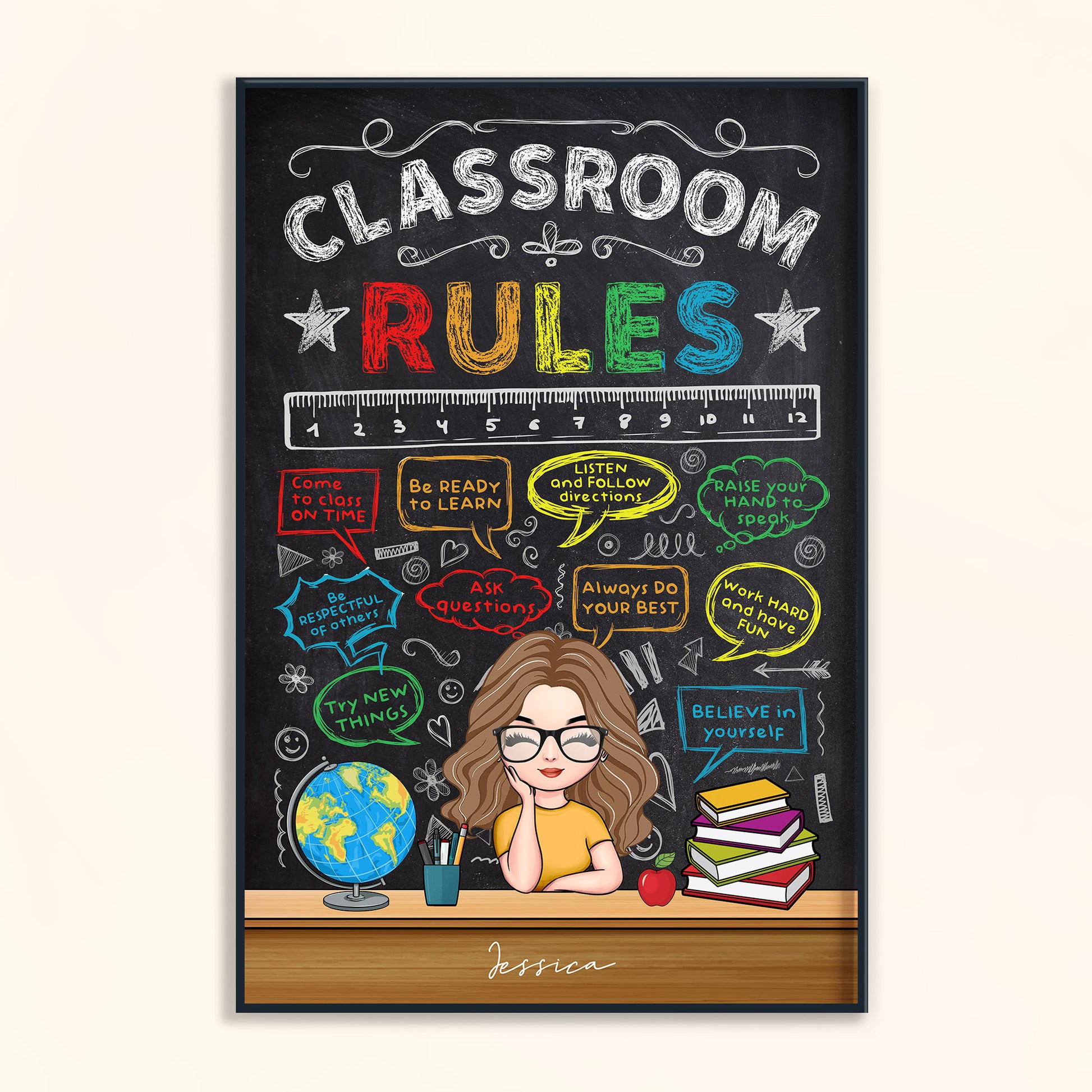 Classroom Rules - Personalized Poster - Back To School Gift For Teachers, Friends