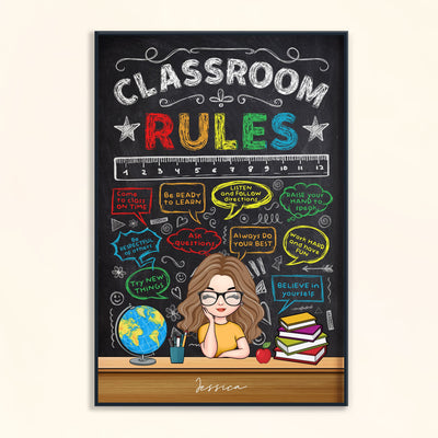 Classroom Rules - Personalized Poster - Back To School Gift For Teachers, Friends