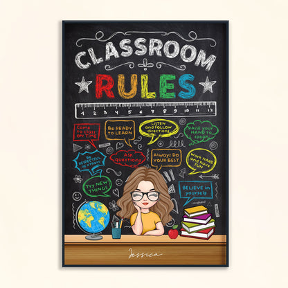 Classroom Rules - Personalized Poster - Back To School Gift For Teachers, Friends