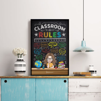 Classroom Rules - Personalized Poster - Back To School Gift For Teachers, Friends