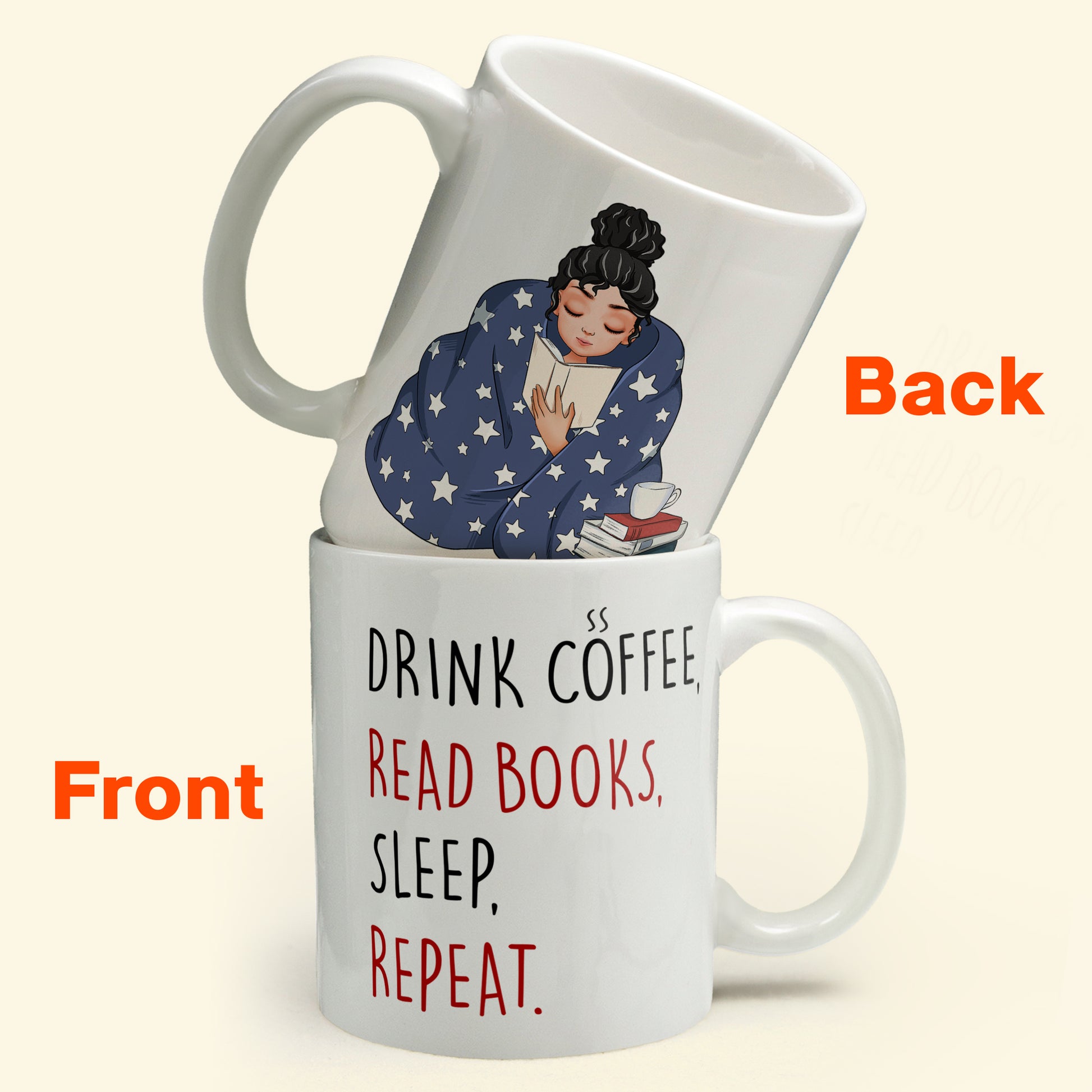 Coffee Read Sleep Repeat - Personalized Mug - Birthday Gift For Book Lovers, Bookworms
