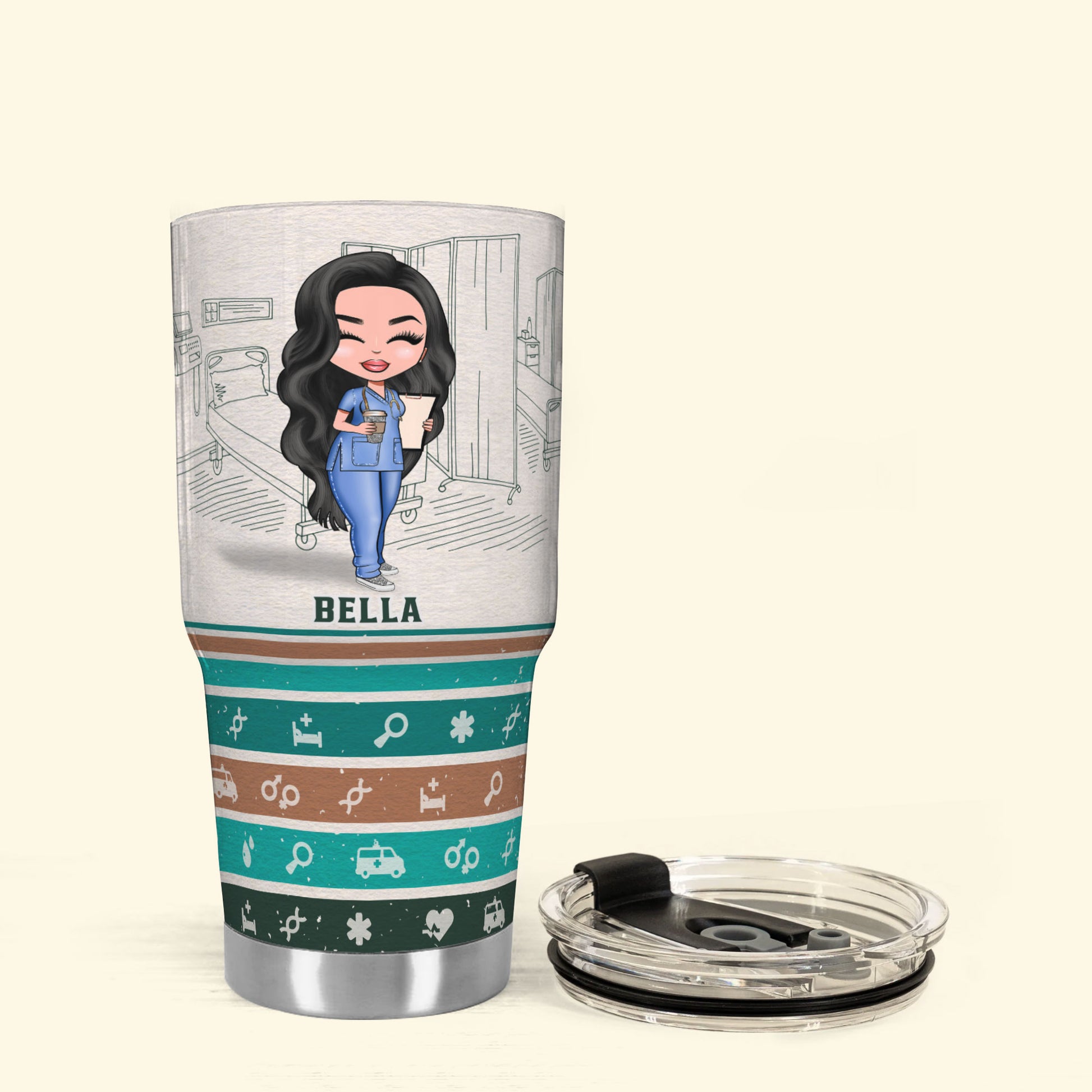 Personalized Travel Thermos or Ceramic Mug for Nurse Hot or Cold