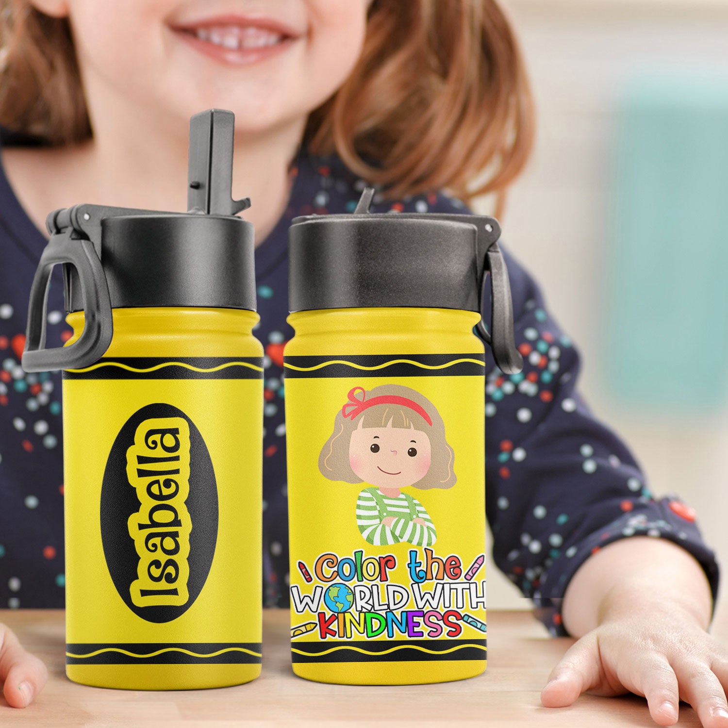 Crayon Kids Water Bottle Personalized Bottle Tumbler for Kids