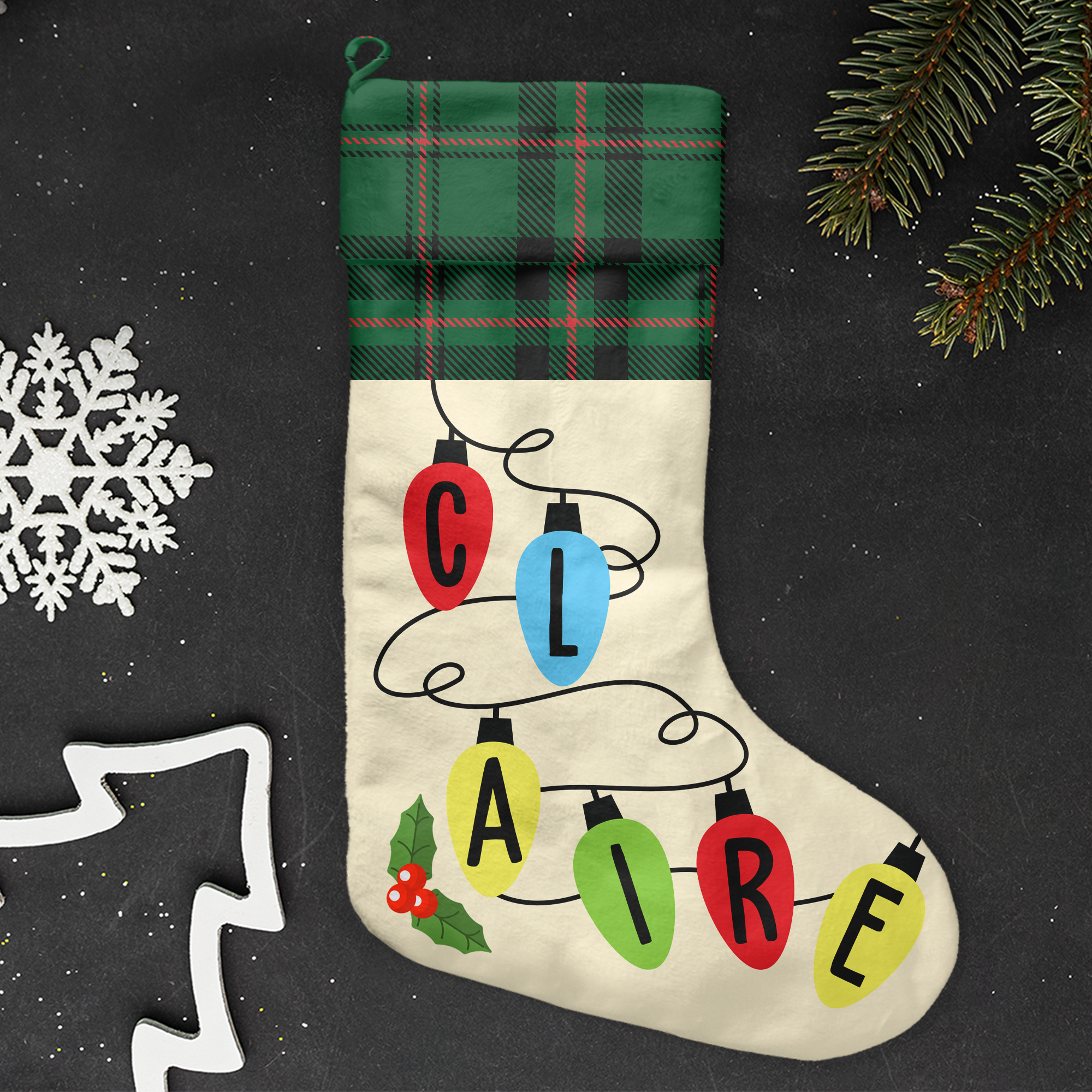Colorful Lights - Personalized Stocking