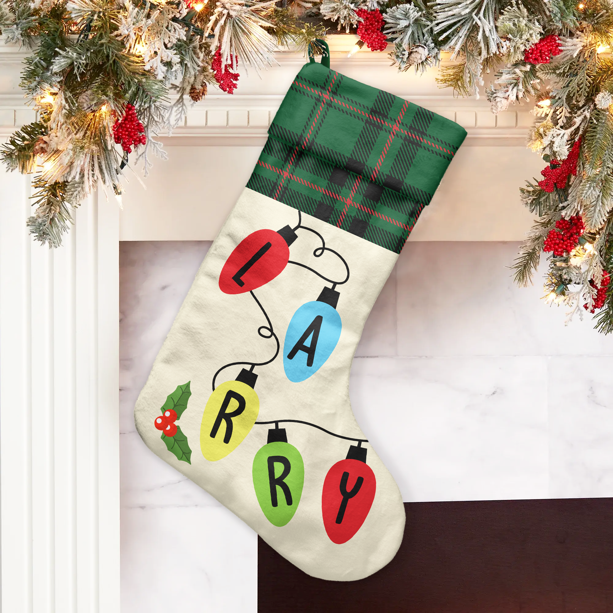Colorful Lights - Personalized Stocking