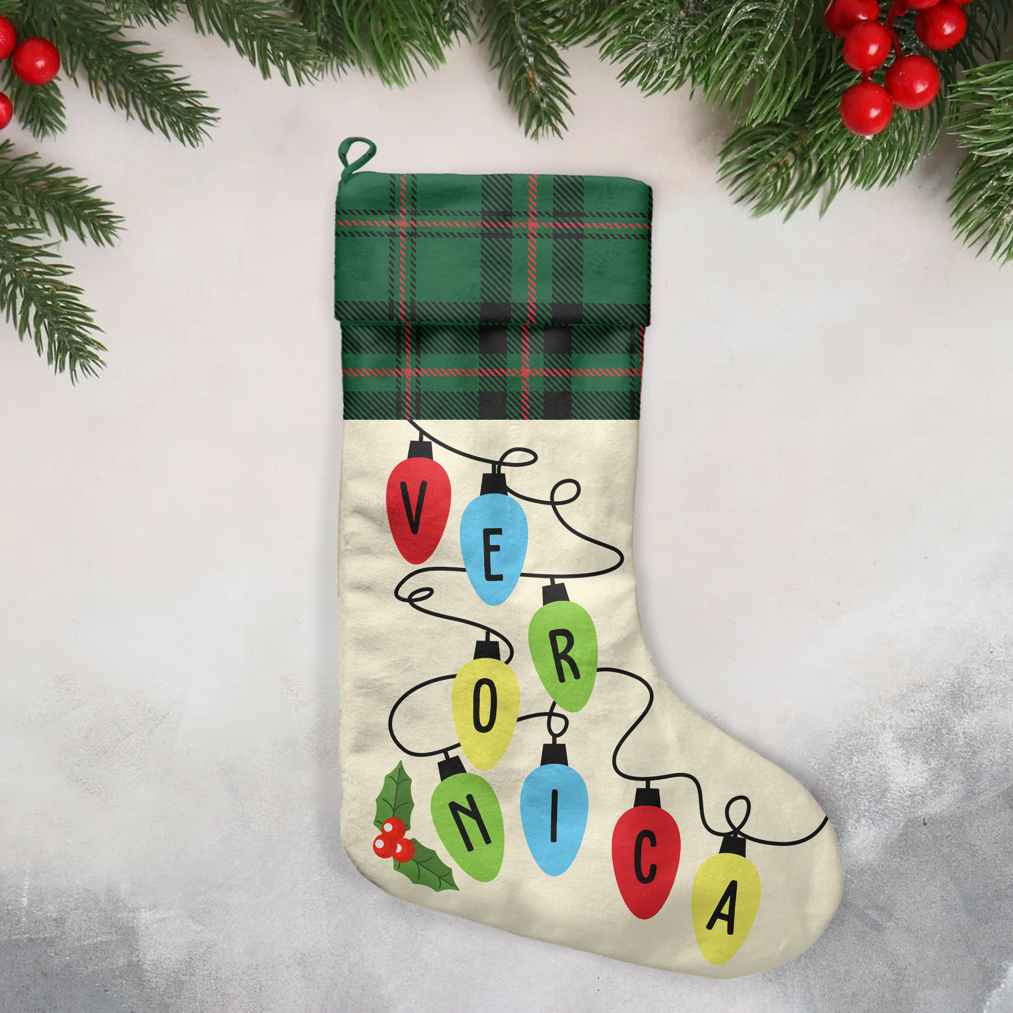Colorful Lights - Personalized Stocking