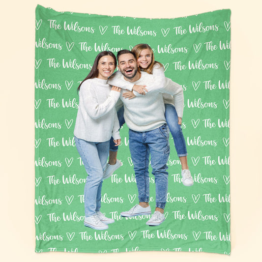 Personalized Name And Photo Blanket For Family - Personalized Photo Blanket