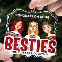 Congrats On Being Besties For Years - Personalized Globe Shaped Acrylic Ornament