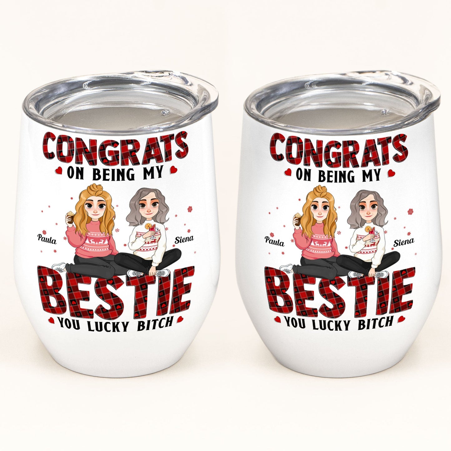 Congrats On Being My Bestie Friendship Gift - Personalized Wine Tumbler