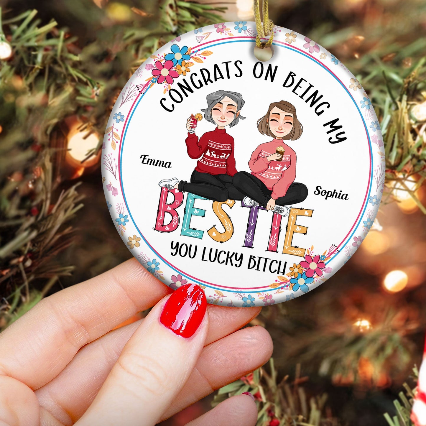 Congrats On Being My Bestie - Personalized Ceramic Ornament