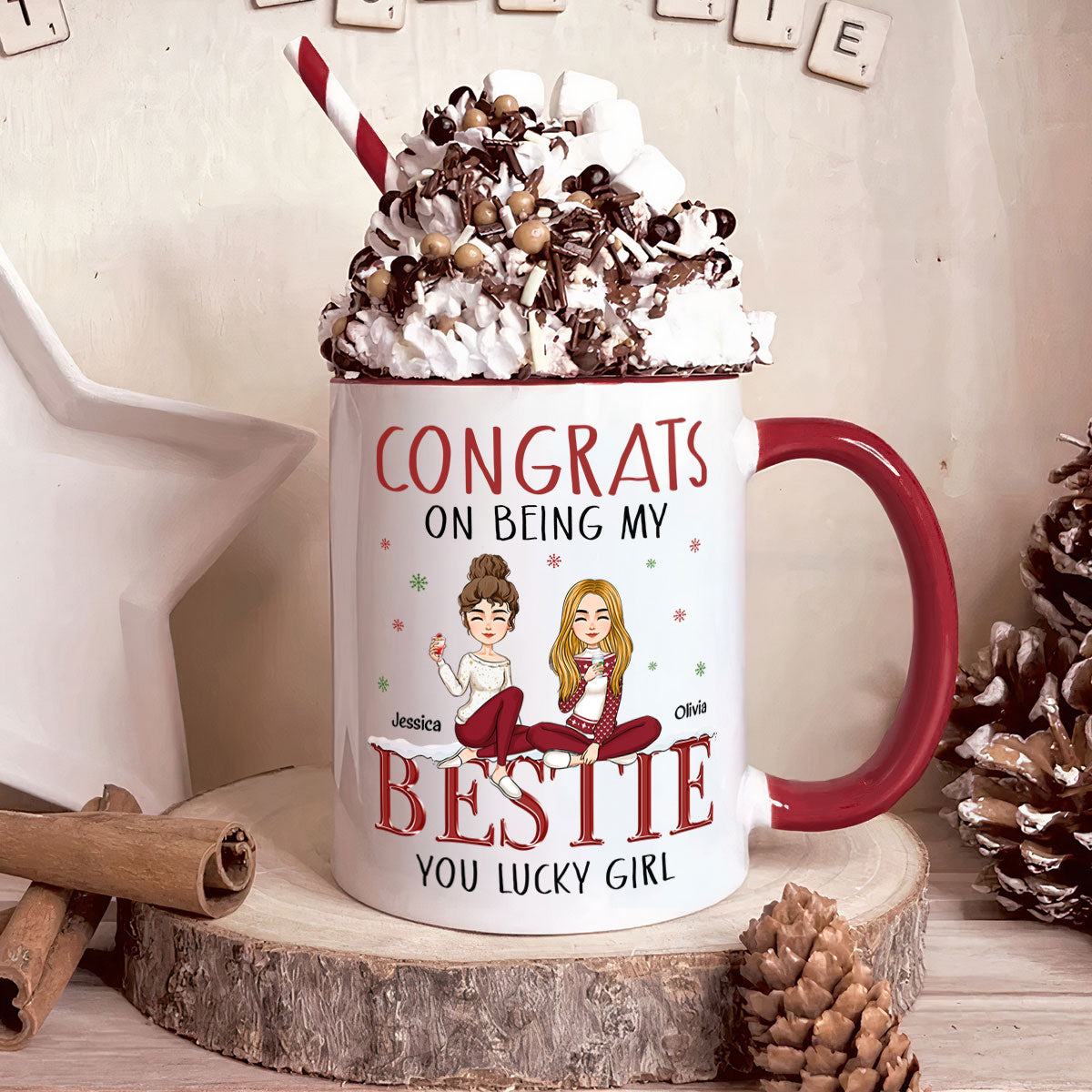 Congrats On Being My Besties - Personalized Accent Mug