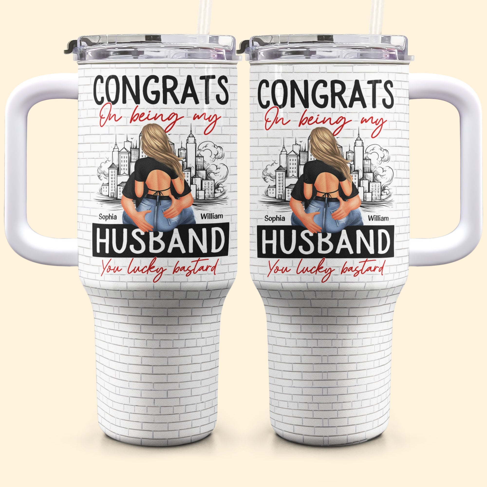 Congrats On Being My Husband - Personalized 40oz Tumbler With Straw