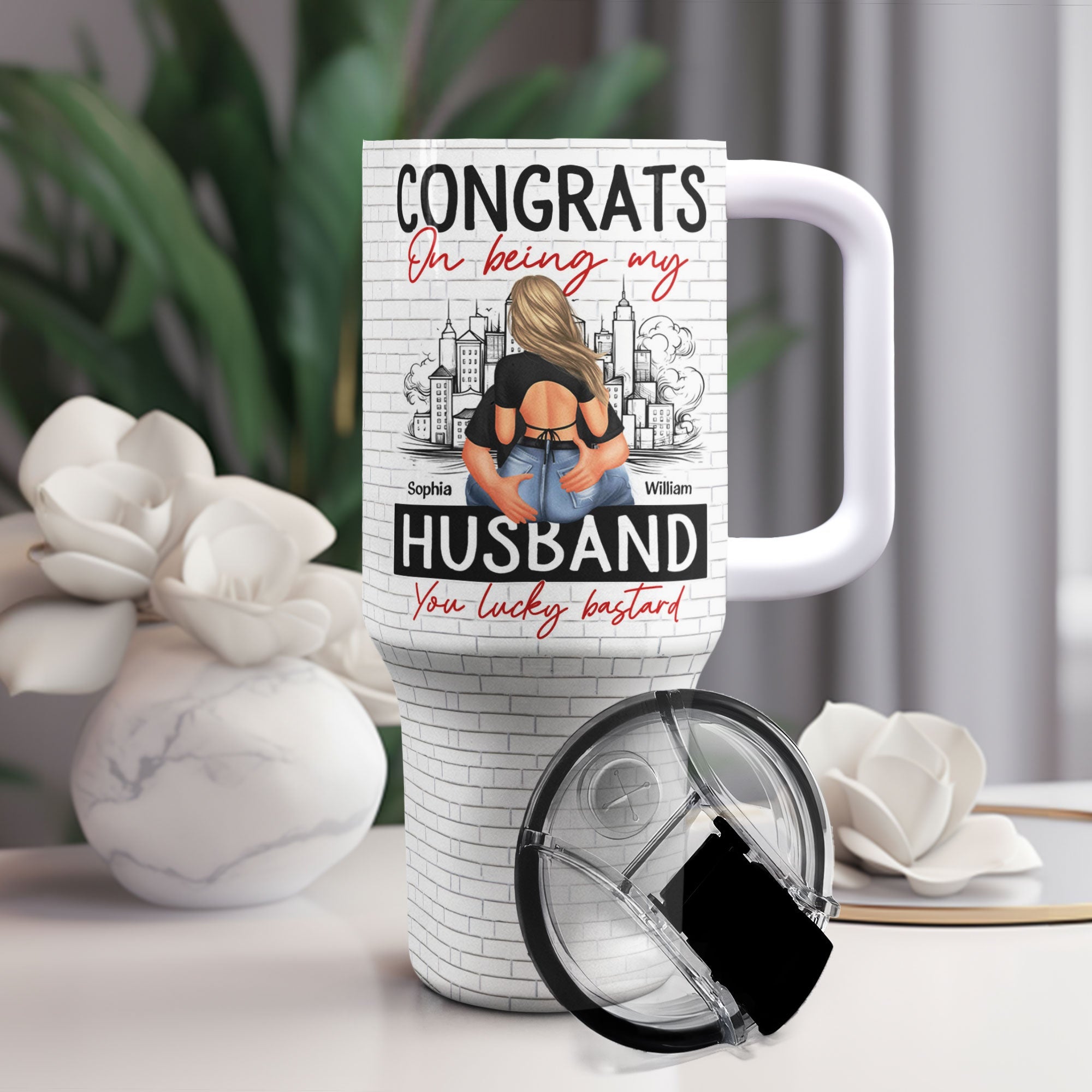 Congrats On Being My Husband - Personalized 40oz Tumbler With Straw