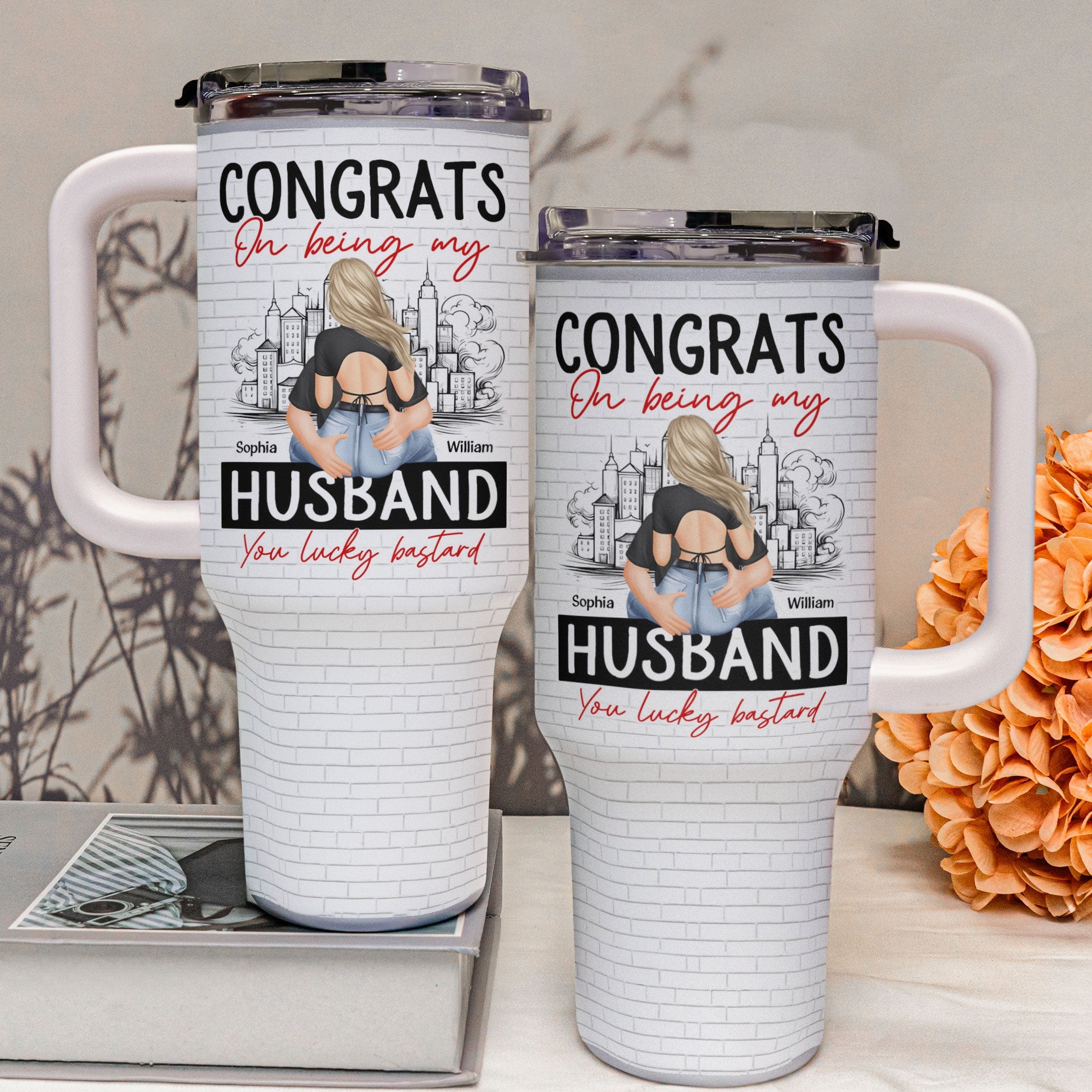 Congrats On Being My Husband - Personalized 40oz Tumbler With Straw
