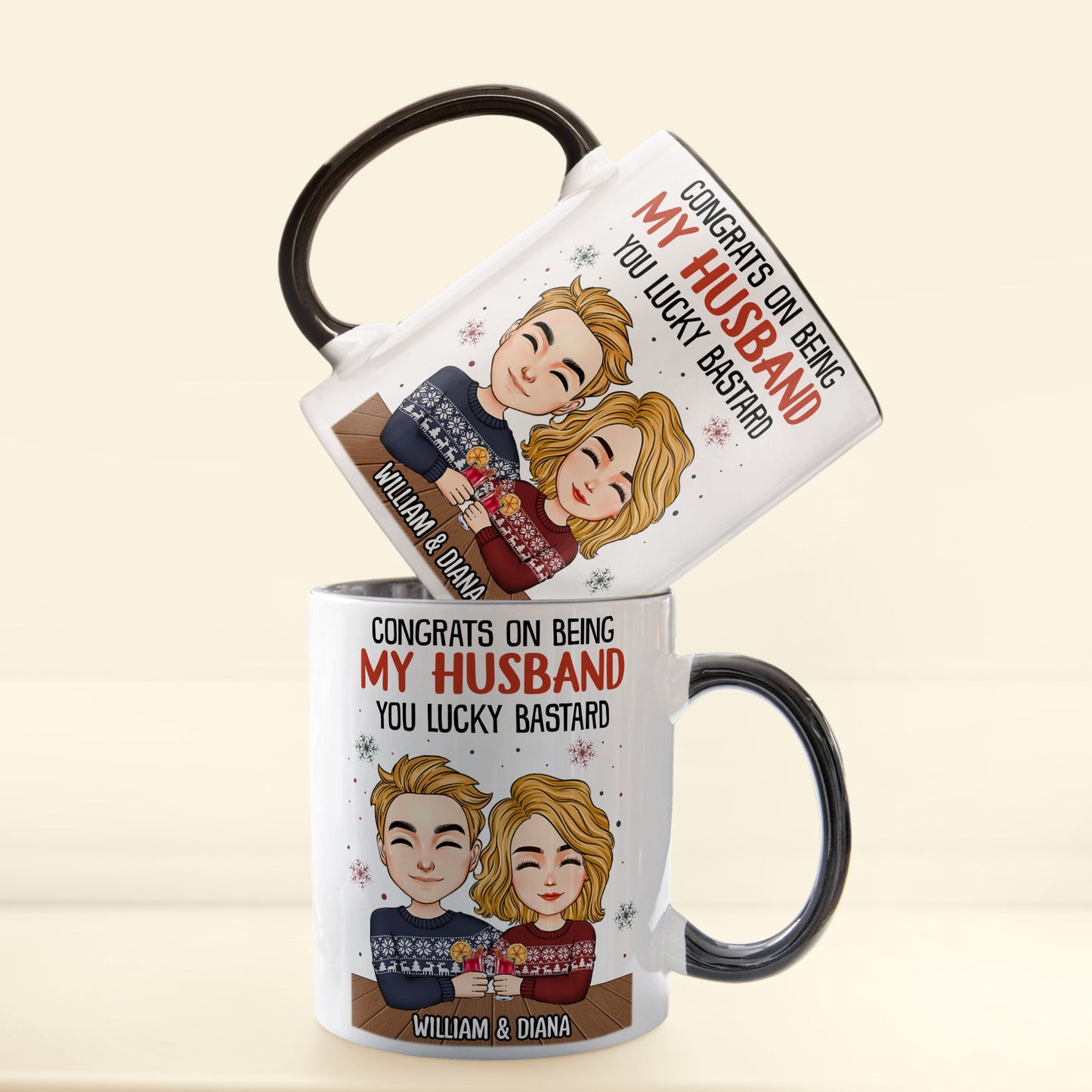 Congrats On Being My Husband - Personalized Accent Mug