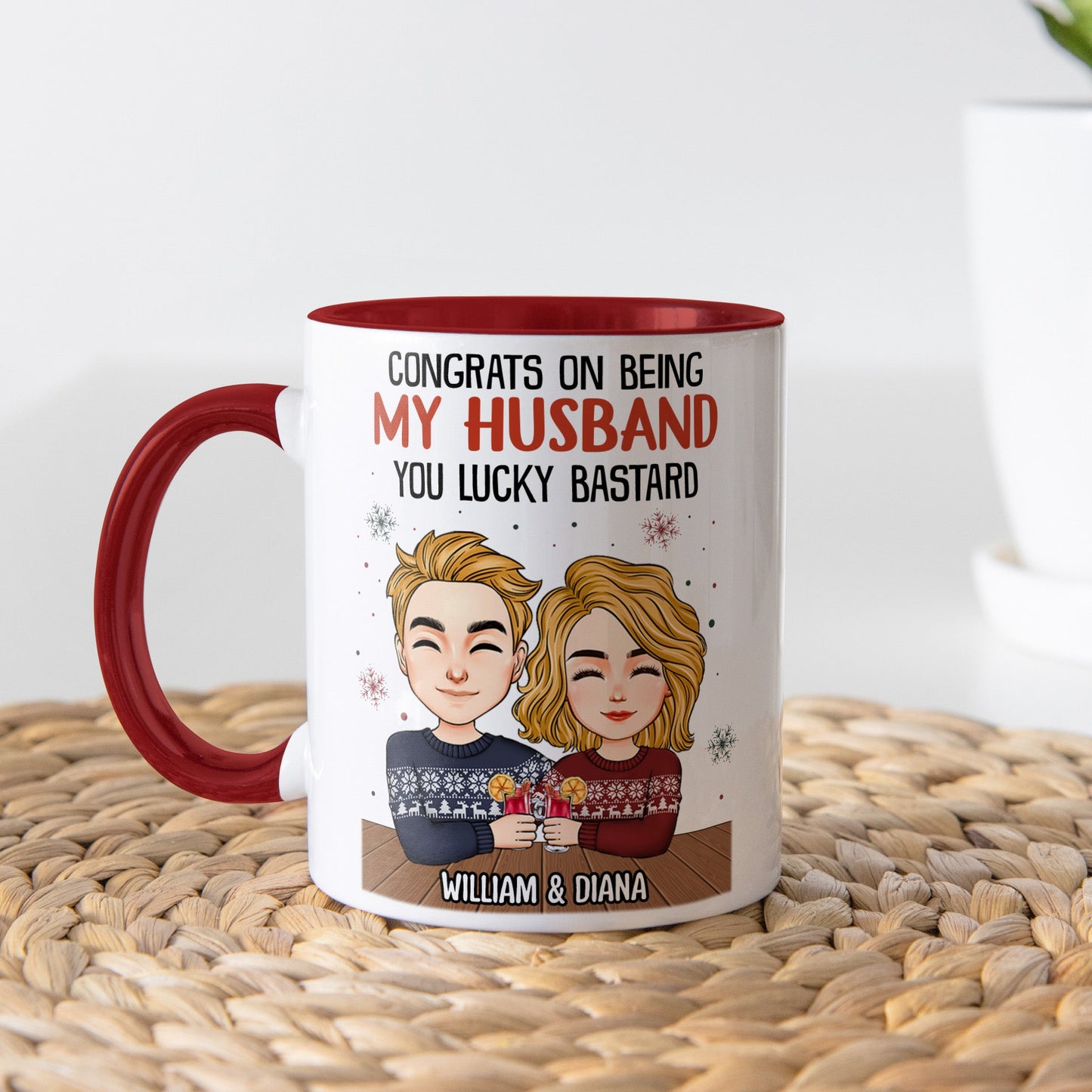 Congrats On Being My Husband - Personalized Accent Mug