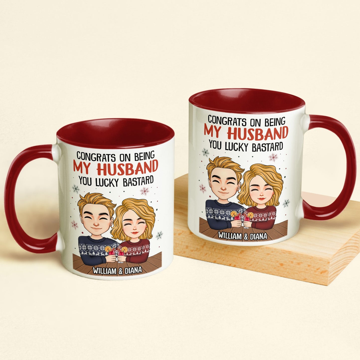 Congrats On Being My Husband - Personalized Accent Mug