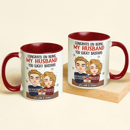 Congrats On Being My Husband - Personalized Accent Mug