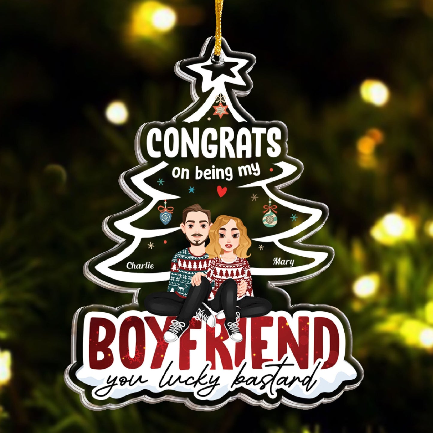 Congrats On Being My Boyfriend - Personalized Acrylic Ornament