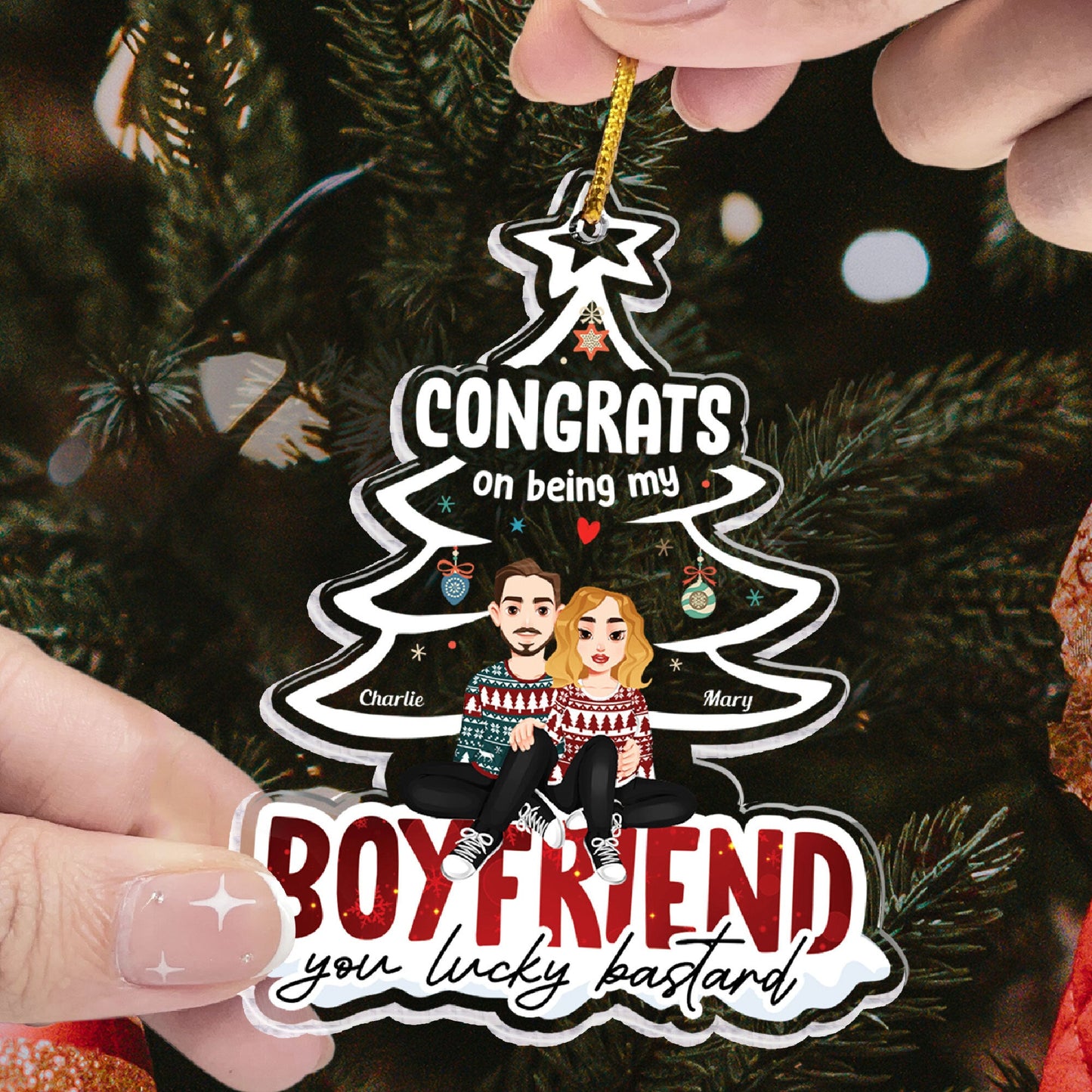 Congrats On Being My Boyfriend - Personalized Acrylic Ornament