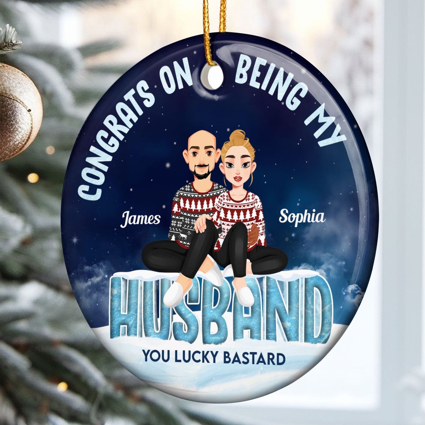 Congrats On Being My Husband - Personalized Ceramic Ornament