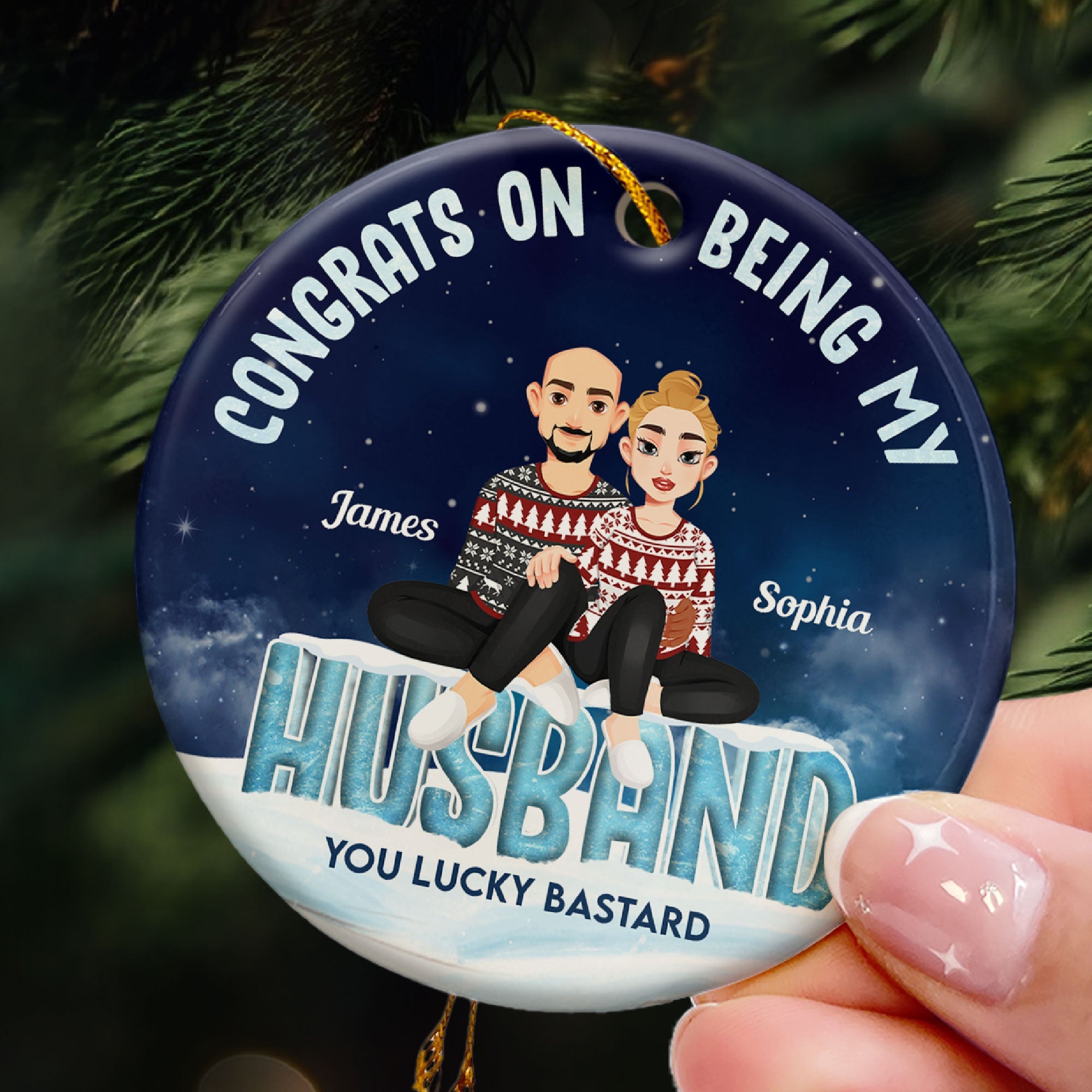 Congrats On Being My Husband - Personalized Ceramic Ornament