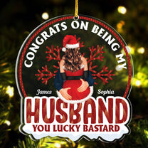 Congrats On Being My Husband - Personalized Globe Shaped Acrylic Ornament