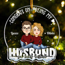 Congrats On Being My Husband - Personalized Love Shaped Acrylic Ornament