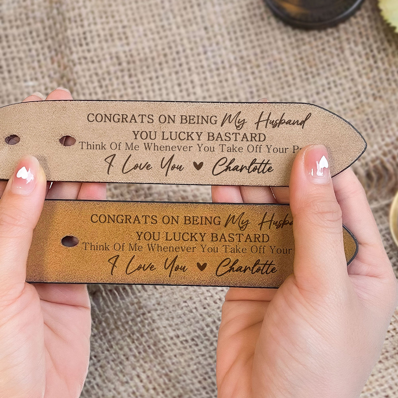 I Met You, I Liked You, I Loved You - Couple Personalized Custom Engraved Leather Belt - Gift For Husband Wife, Anniversary