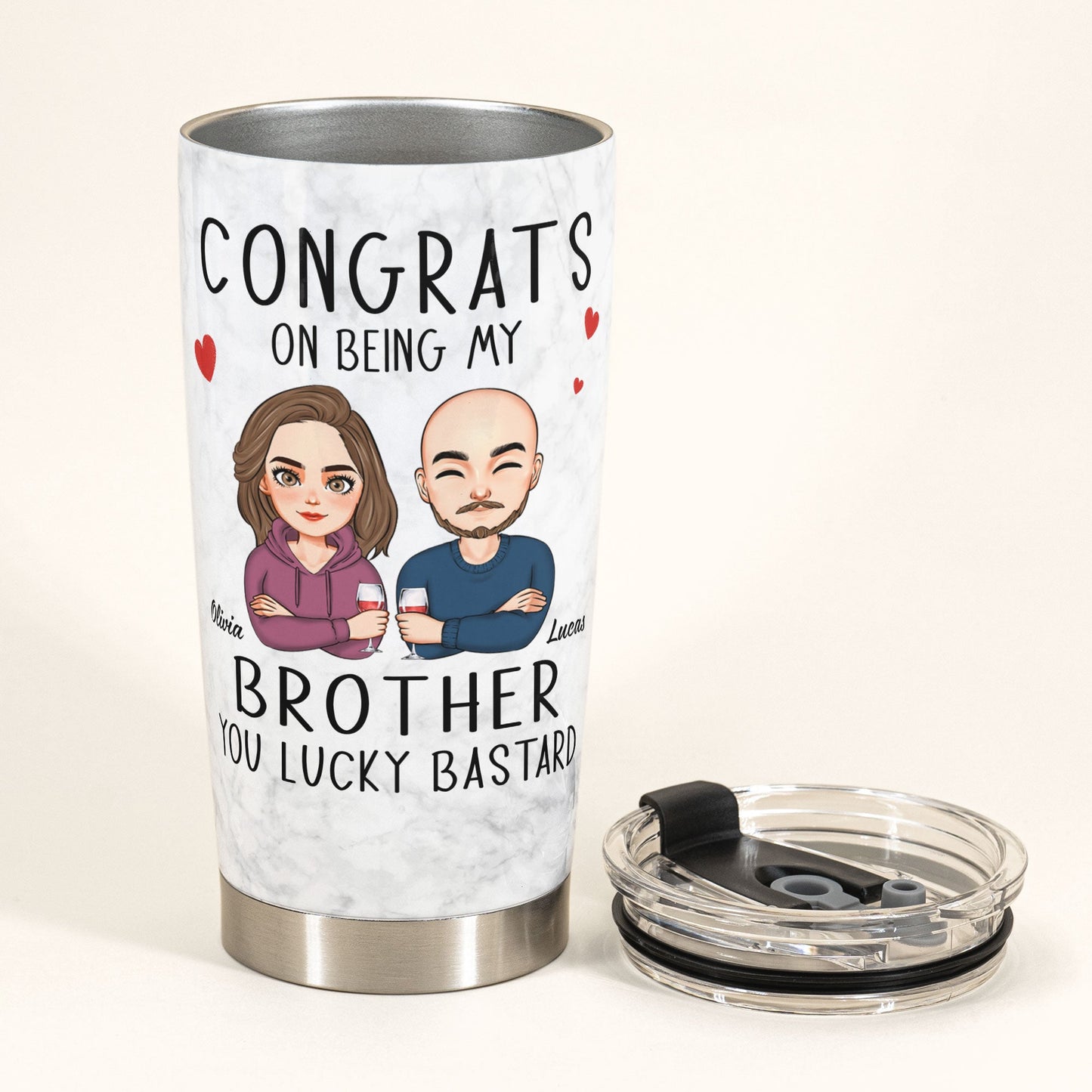 Congrats On Being My Sibling - Personalized Tumbler Cup